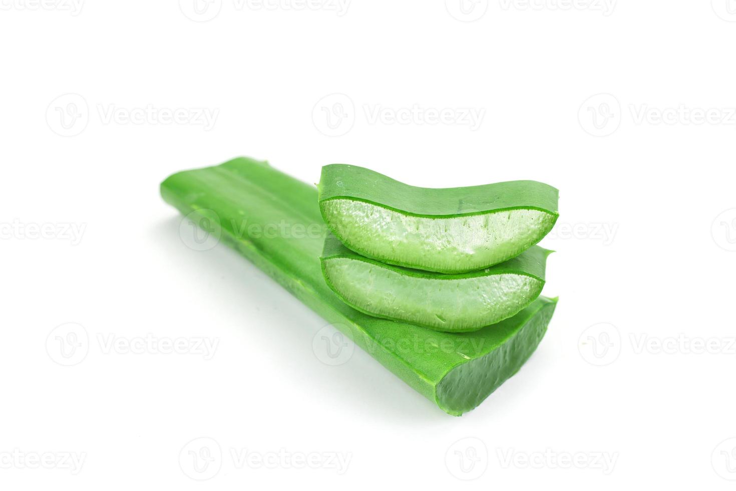 Aloe vera with slice isolated on white background, herb and medical photo