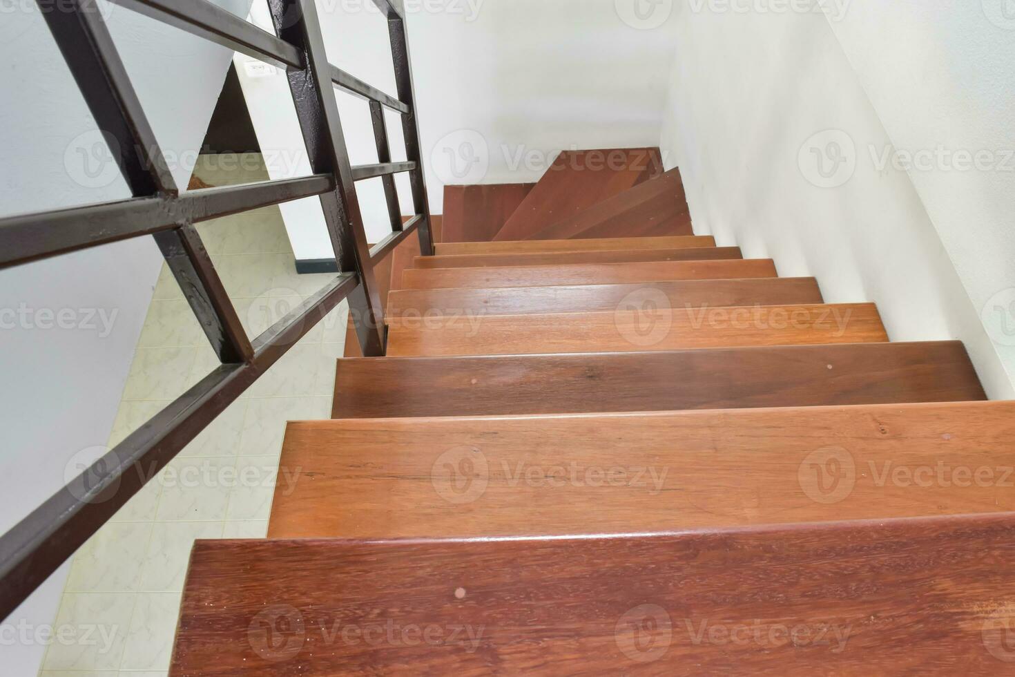 brown wooden stair interior decoratoin modern style of residential house photo