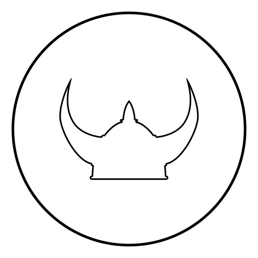 Viking helmet icon black color illustration in circle round vector