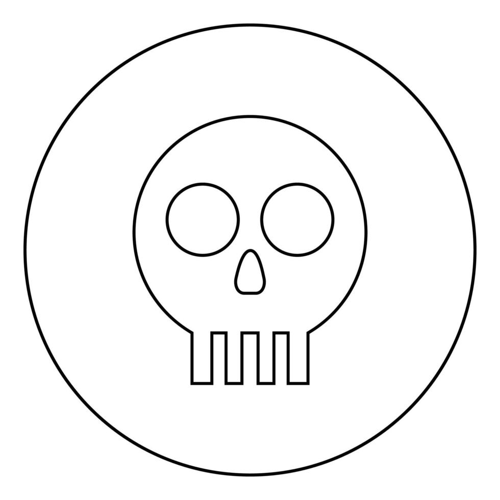 Human skull Cranium icon in circle round outline black color vector illustration flat style image