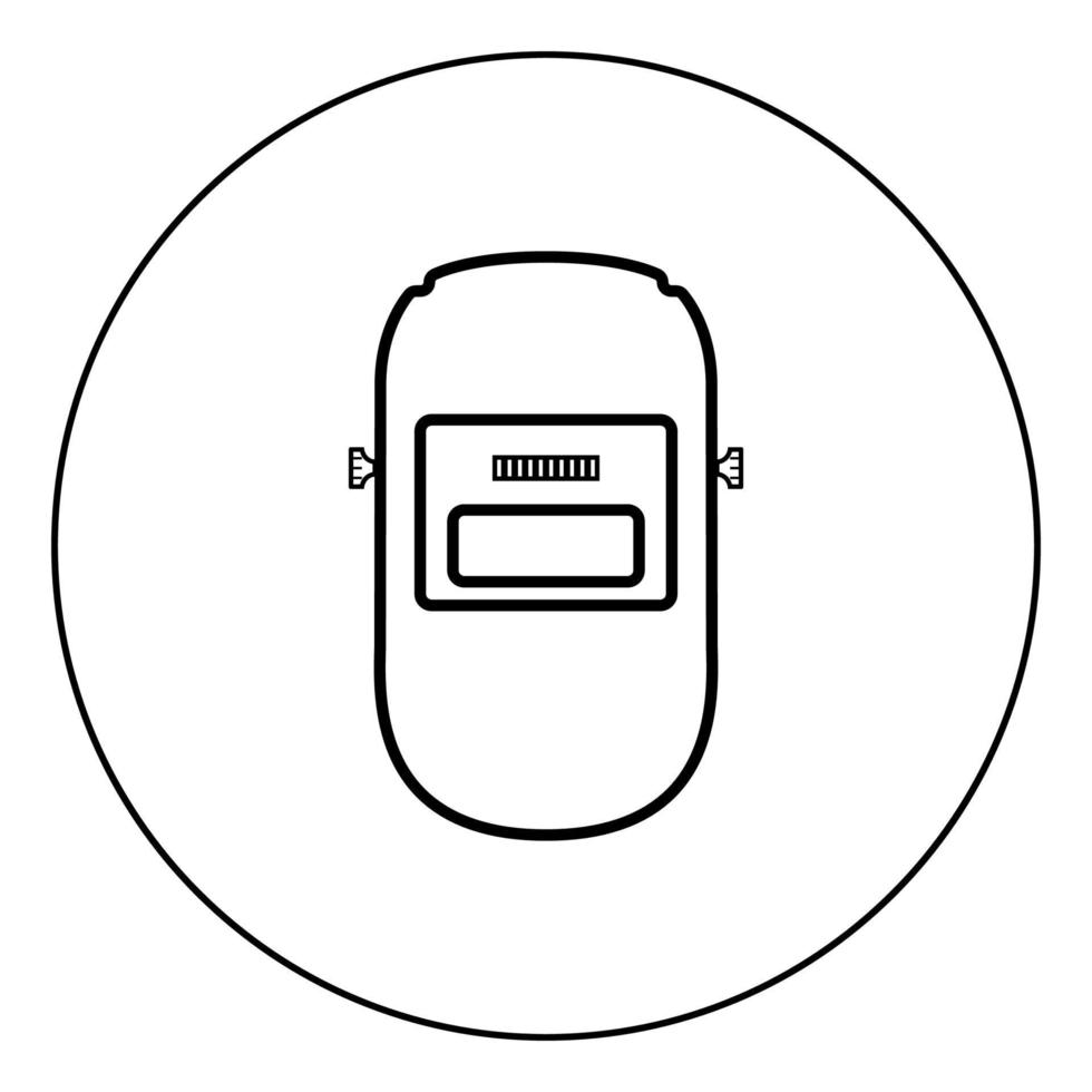 Welding mask Welder face shield Individual protection icon in circle round outline black color vector illustration flat style image