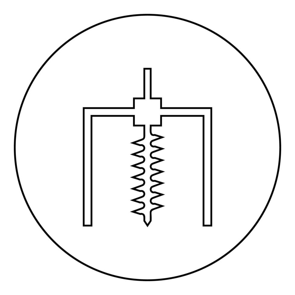 Drilling rig Bore for ground mine industry geological Boring concept Auger icon in circle round outline black color vector illustration flat style image