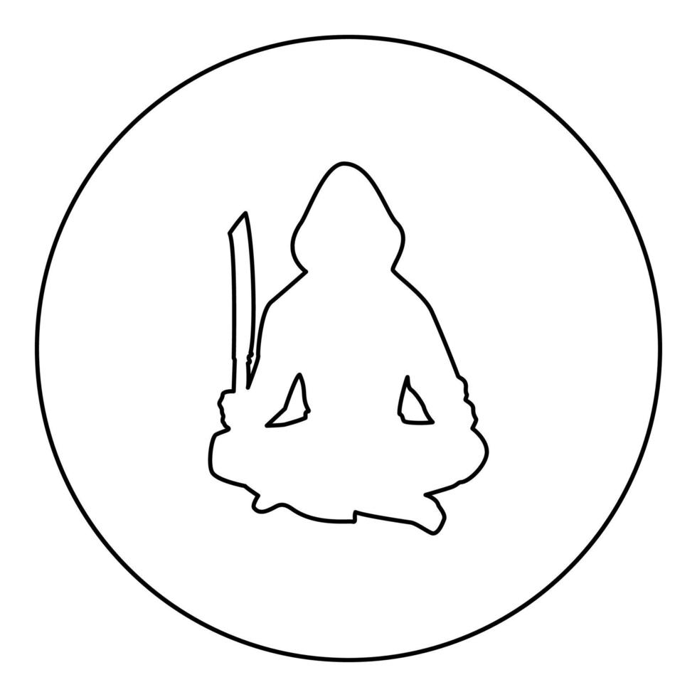 Man with sword machete Cold weapons in hand military man Soldier Serviceman in positions Hunter with knife Fight poses Strong defender Warrior concept Weaponry Lotus Pose silhouette in circle round vector