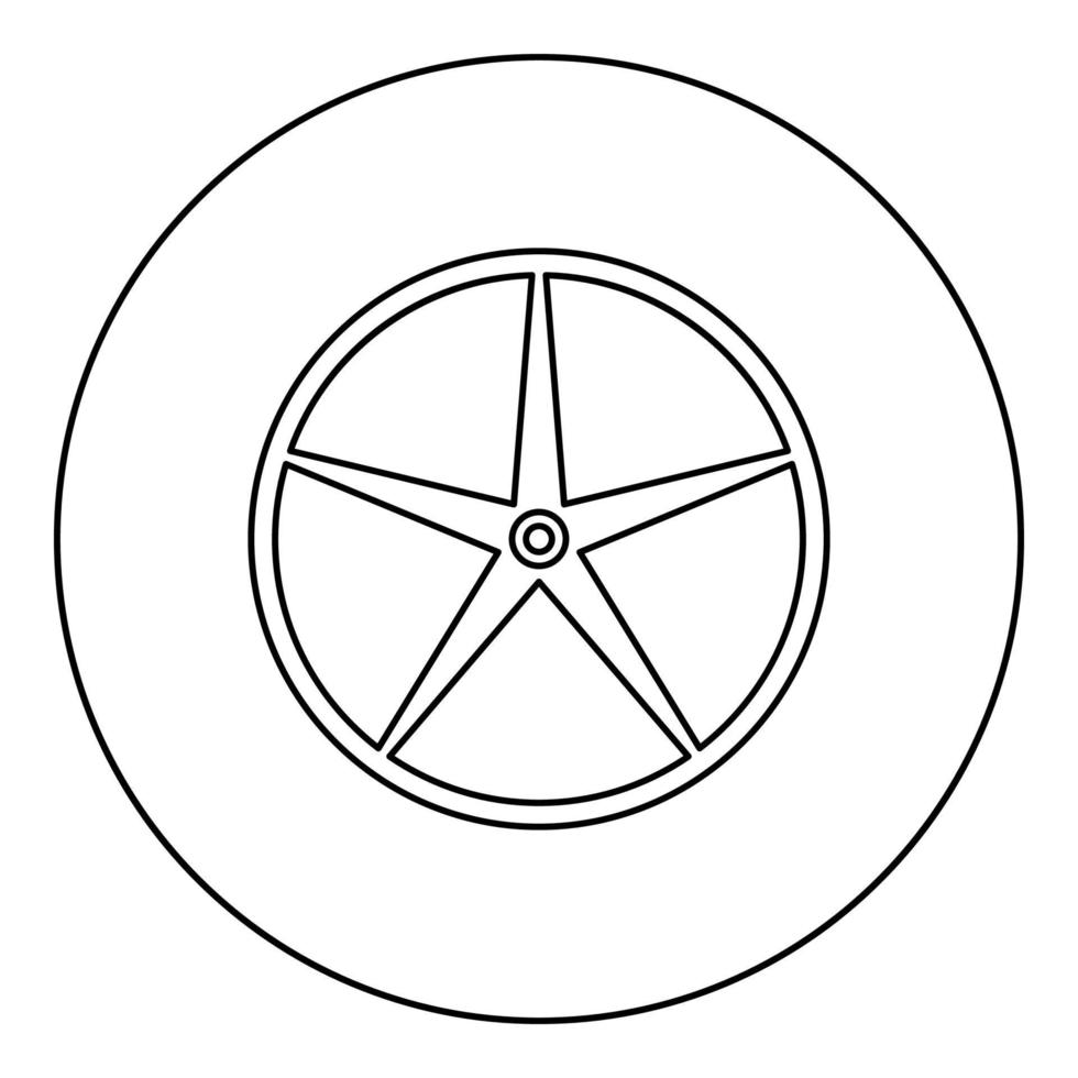 Sheave Pulley for engine washing machine Crosshead icon in circle round black color vector illustration solid outline style image