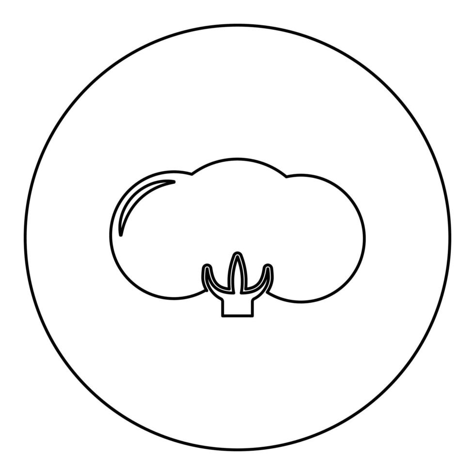 icono de capullo de algodón en círculo redondo color negro ilustración vectorial imagen de estilo de contorno sólido vector