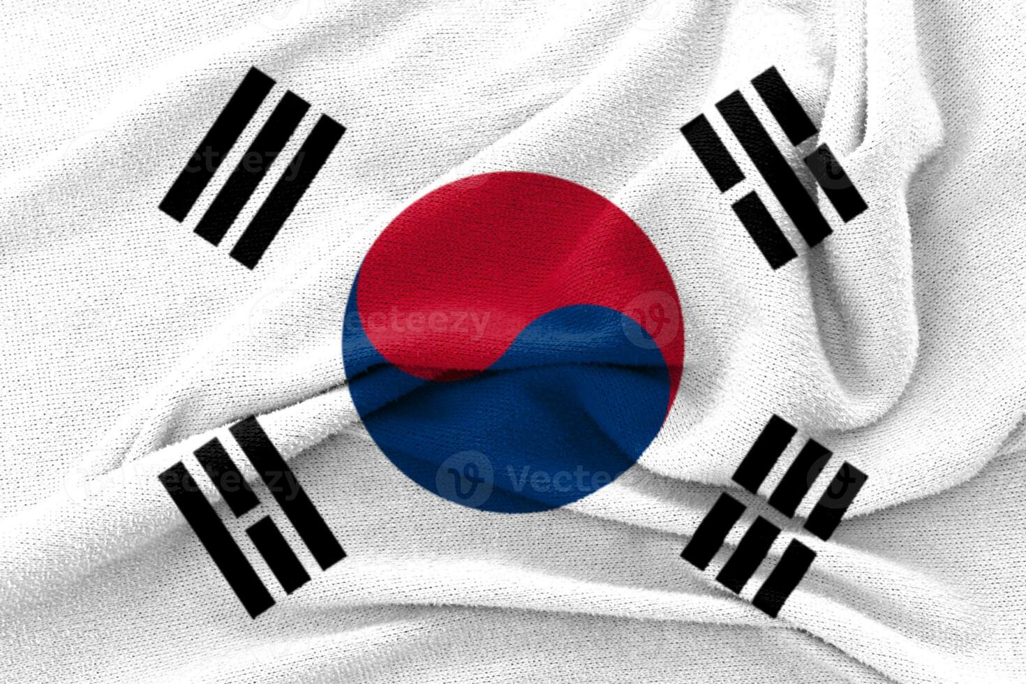 bandera nacional de textura ondulada de tela de corea del sur. foto