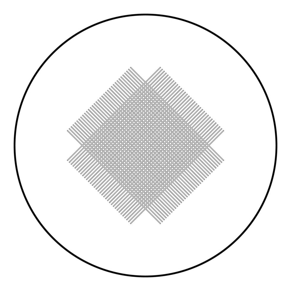 cuadrícula de líneas símbolo de icono de tela en círculo contorno redondo color negro ilustración vectorial imagen de estilo plano vector