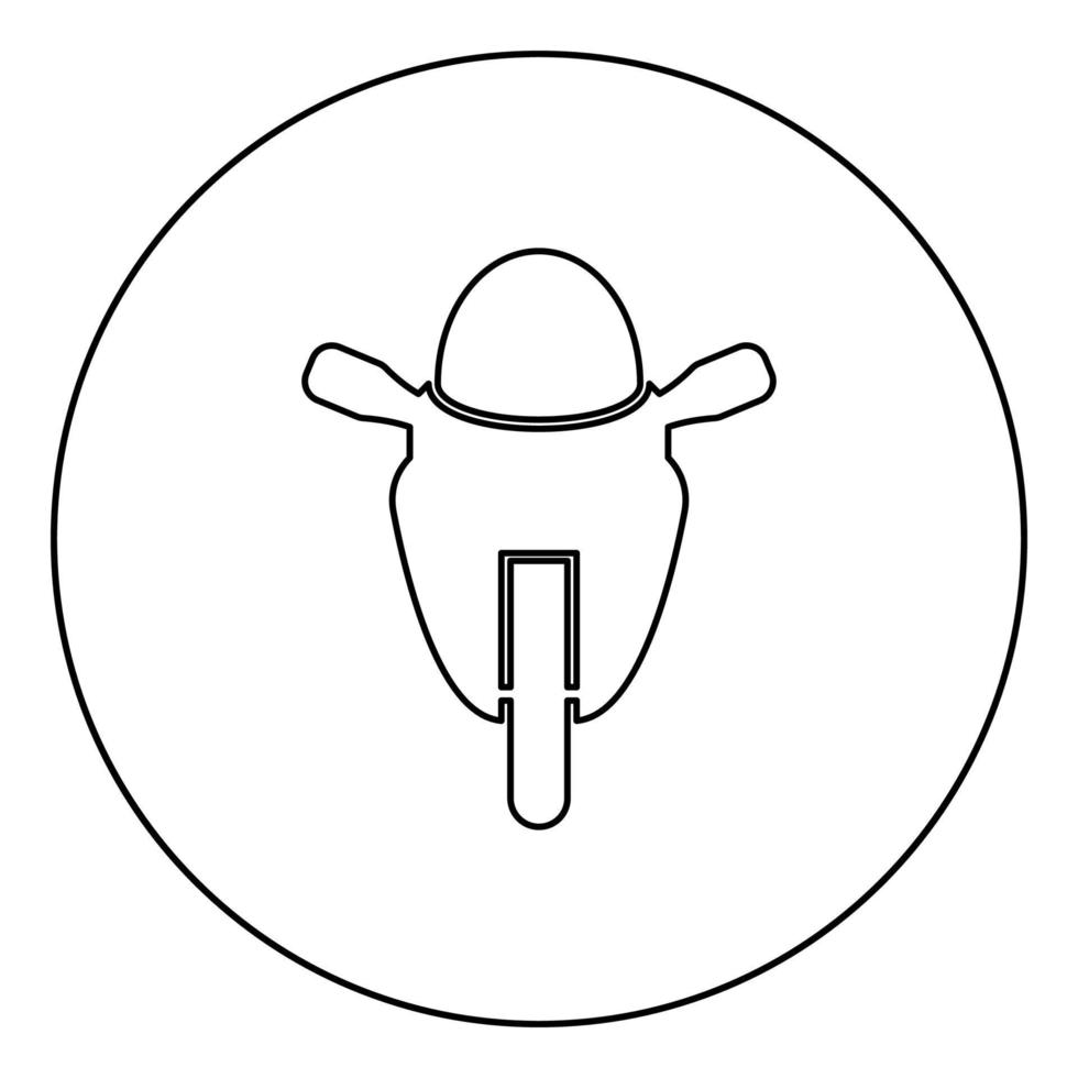 icono de clase de carrera de tipo deportivo de motocicleta en círculo contorno redondo color negro ilustración vectorial imagen de estilo plano vector