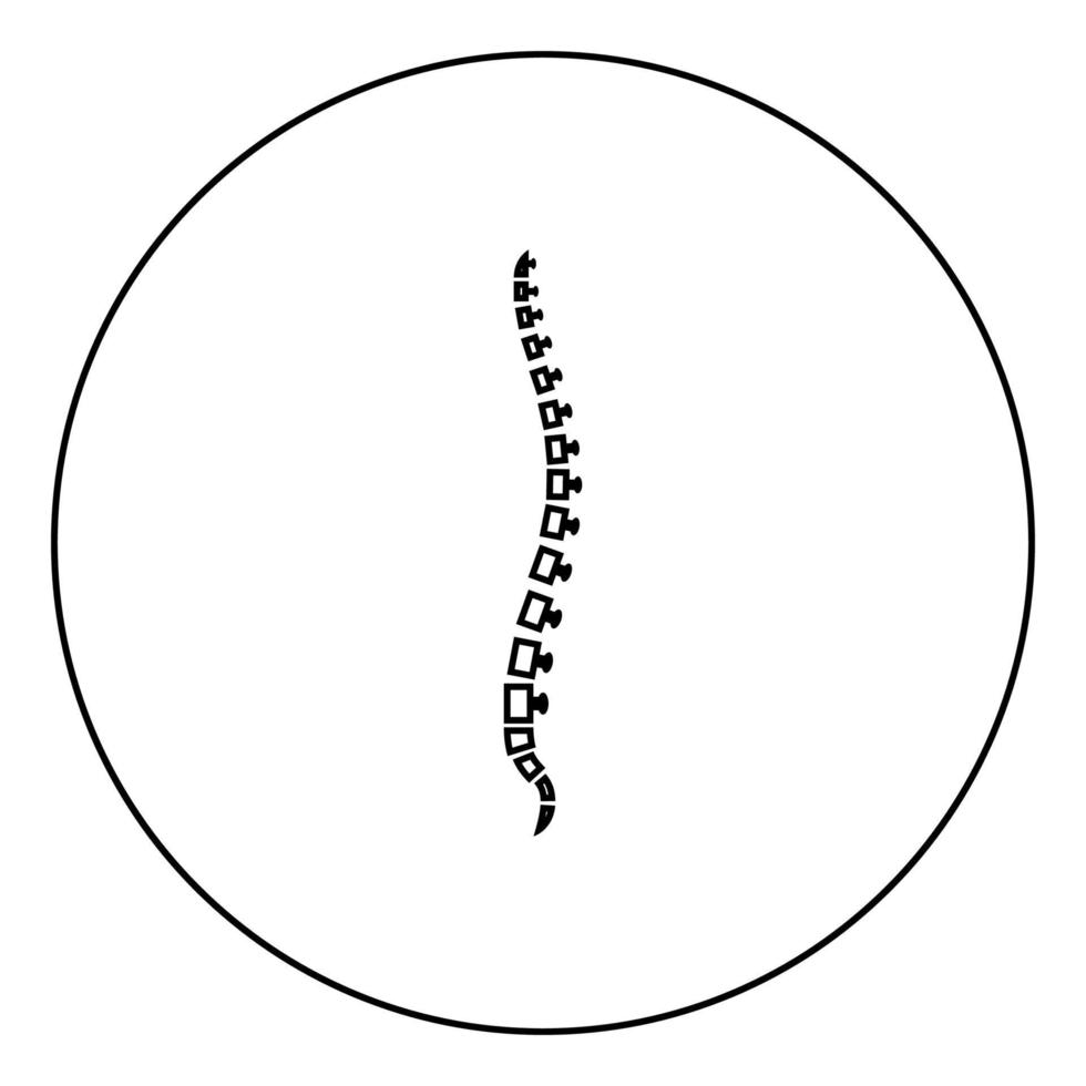 Spine human Spinal Lateral view Vertebras Dorsal vertebrae icon in circle round outline black color vector illustration flat style image