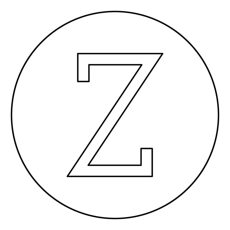 Zeta greek symbol capital letter uppercase font icon in circle round outline black color vector illustration flat style image