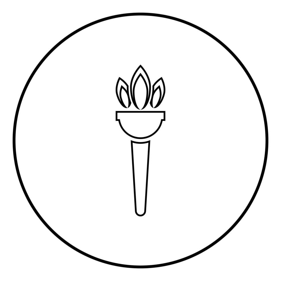 Torch flambeau icon black color in circle round vector