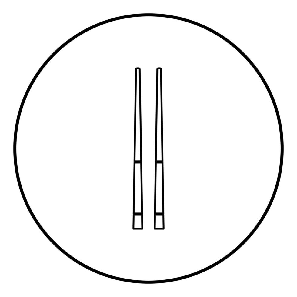 icono de palillos chinos color negro en círculo redondo vector