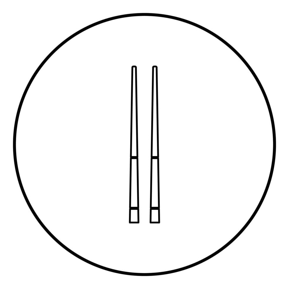 Chinese chopsticks icon black color in circle round vector