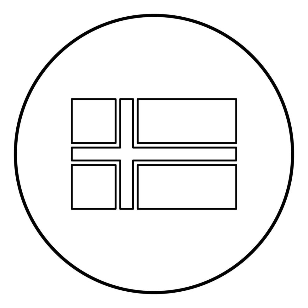 Flag of Norway icon outline black color vector in circle round illustration flat style image