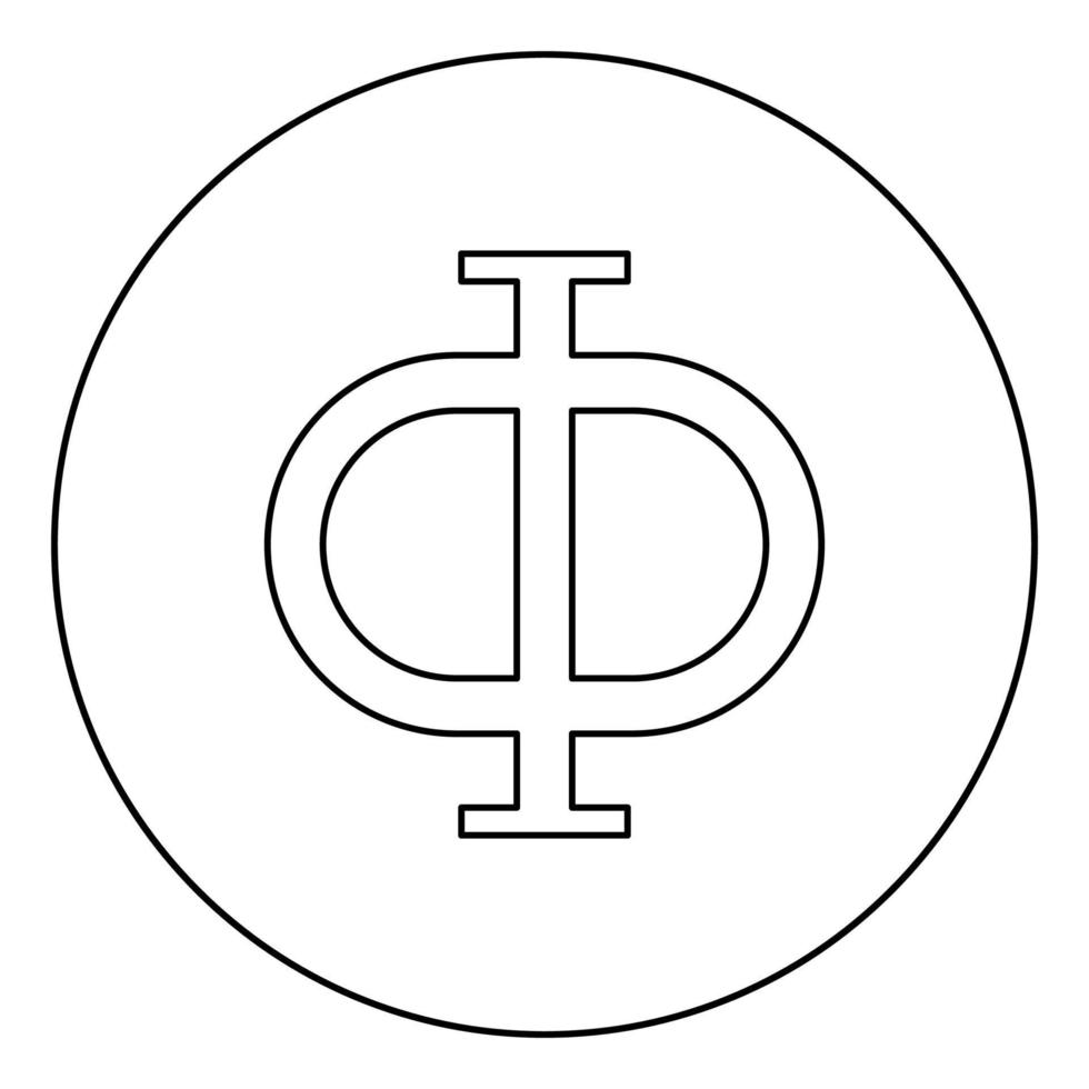 Phi greek symbol capital letter uppercase font icon in circle round outline black color vector illustration flat style image