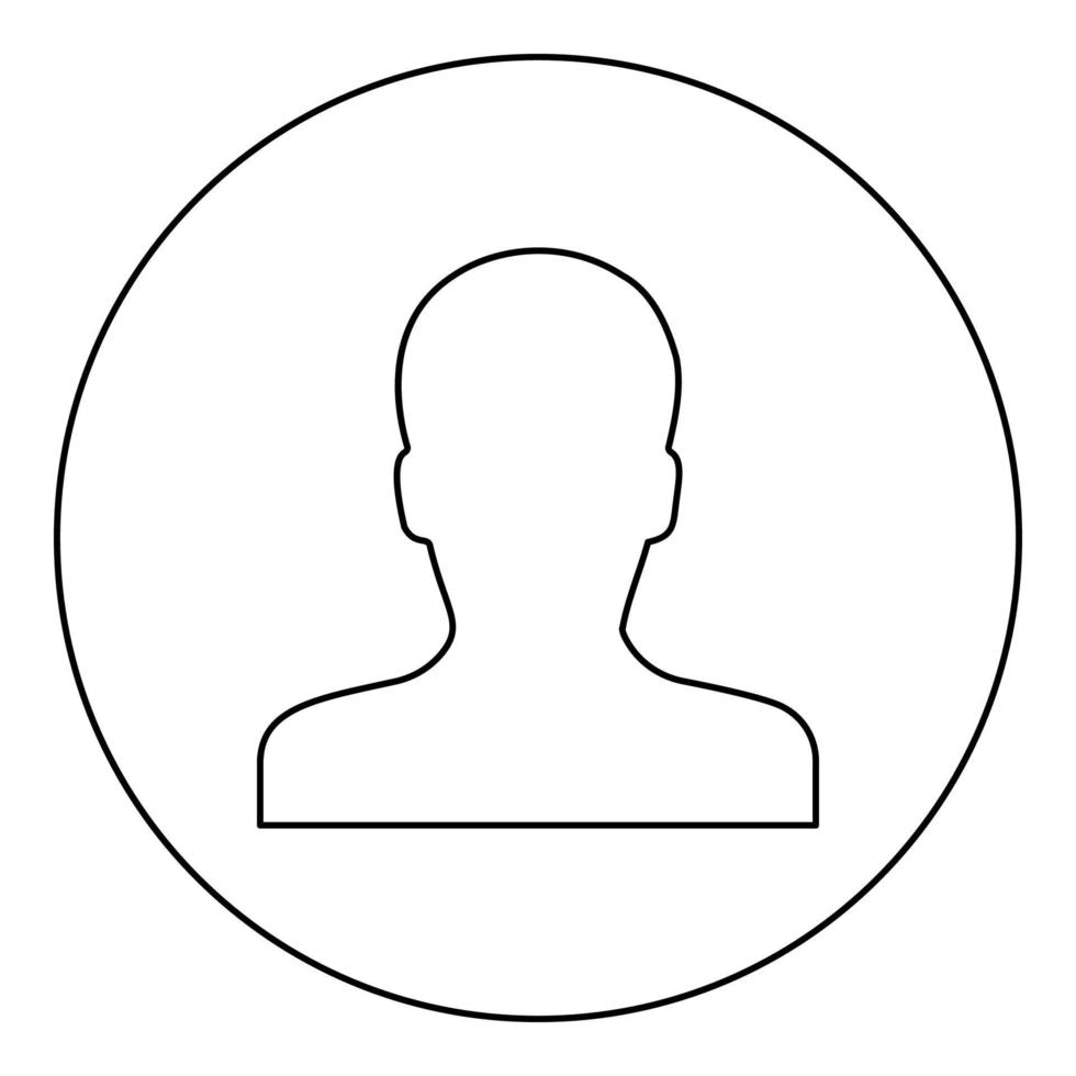 avatar hombre cara silueta usuario signo persona perfil imagen macho icono en círculo redondo negro color vector ilustración imagen contorno contorno línea delgado estilo
