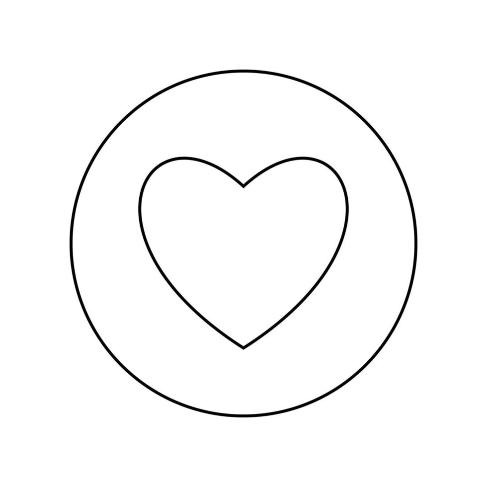 Heart black color icon in circle or round outline vector illustration