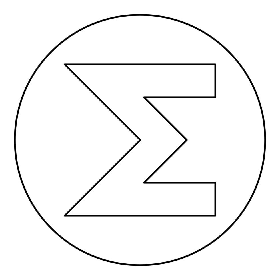 Sum symbol icon black color in round circle vector