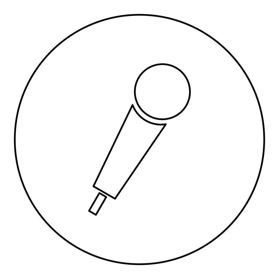 Hand microphone icon black color in round circle vector