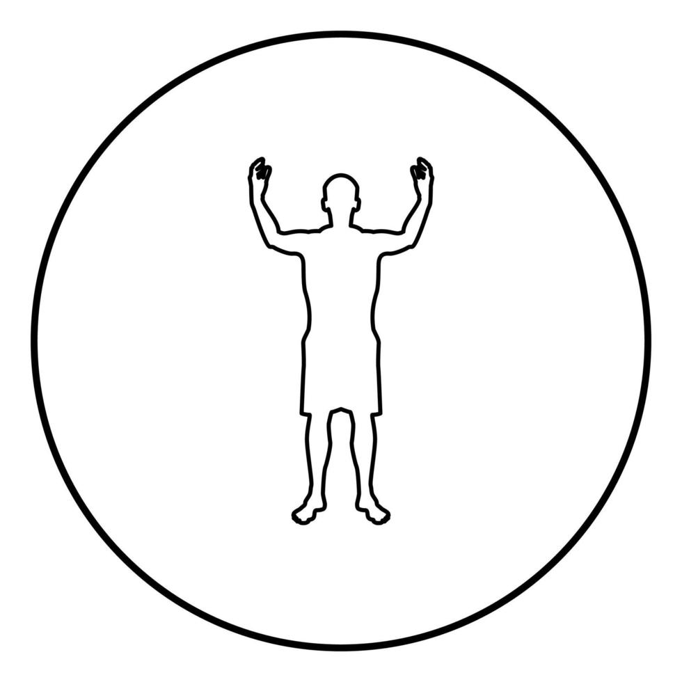 hombre feliz conocer a cualquiera silueta reunión alegría concepto vista frontal icono color negro ilustración en círculo redondo vector