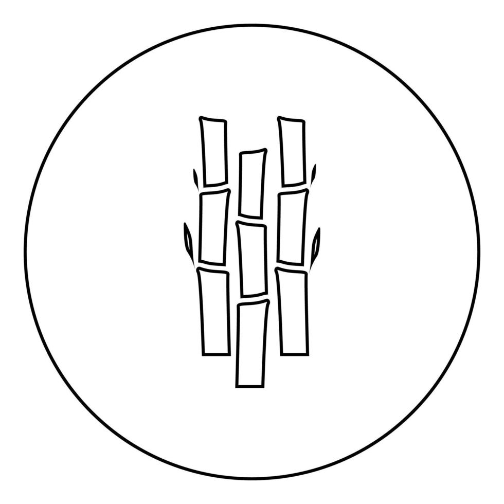 bambú con hojas naturaleza planta icono en círculo contorno redondo color negro vector ilustración estilo plano imagen
