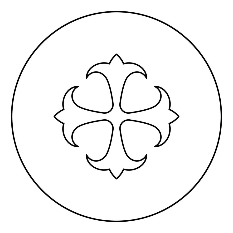 Symbol field lily kreen strong Cross monogram dokonstantinovsky Symbol of the Apostle anchor Hope sign Religious cross icon in circle round outline black color vector illustration flat style image