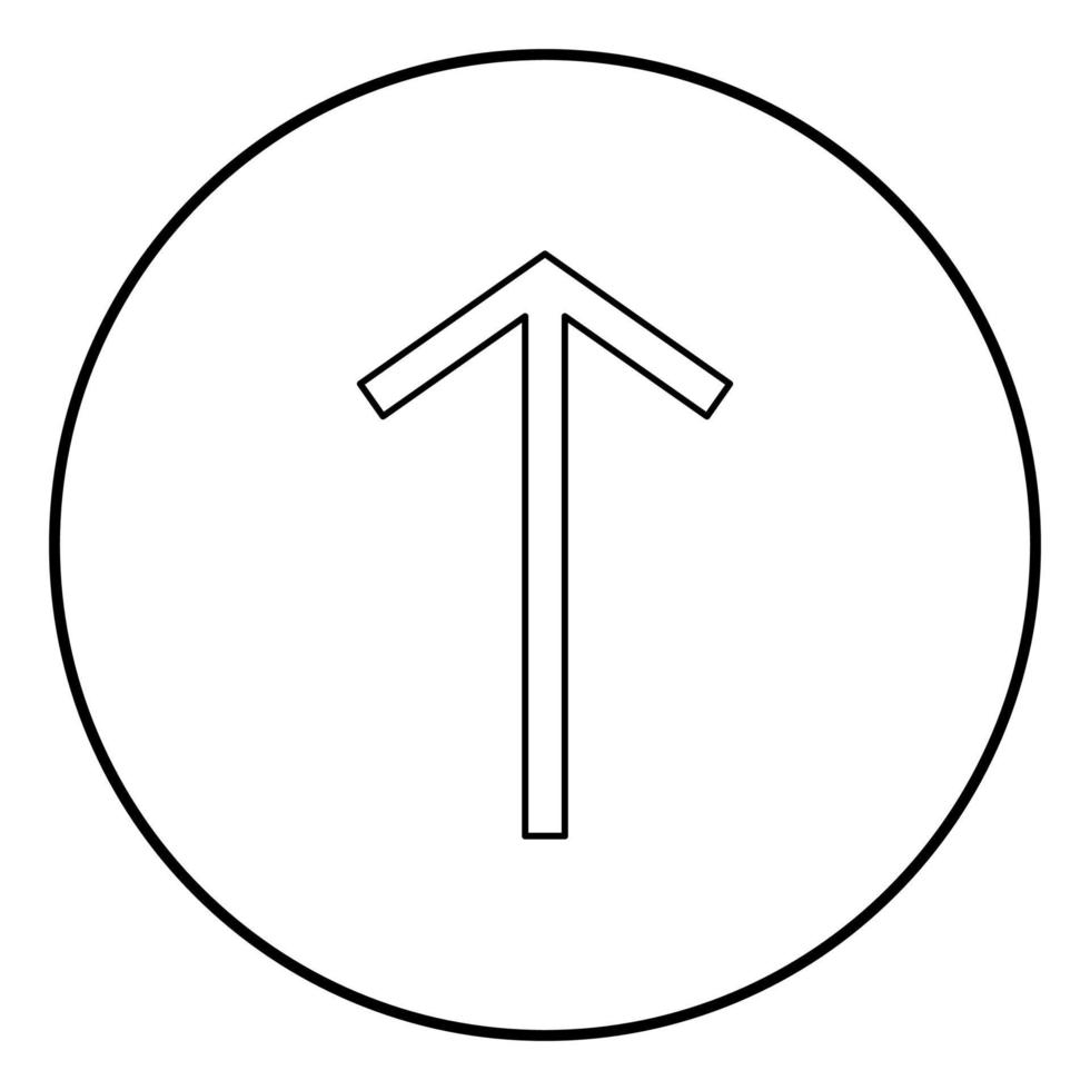 Teiwaz rune Telwaz tyr warrior symbol icon outline black color vector in circle round illustration flat style image