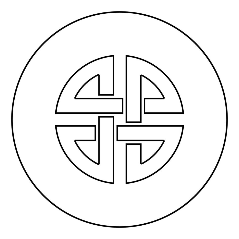 Knot shield symbol of protection Ancient symbol icon in circle round outline black color vector illustration flat style image