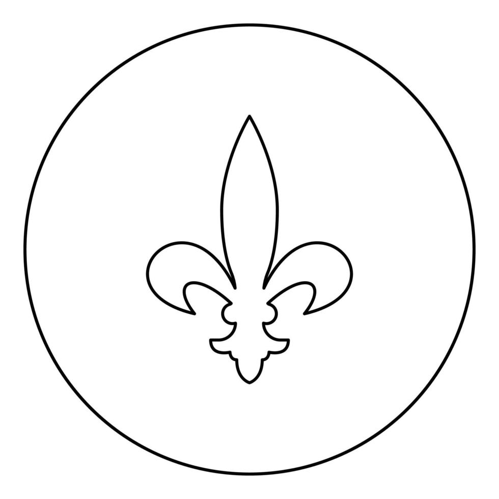 Heraldic symbol Heraldry liliya symbol Fleur-de-lis Royal french heraldry style icon in circle round outline black color vector illustration flat style image