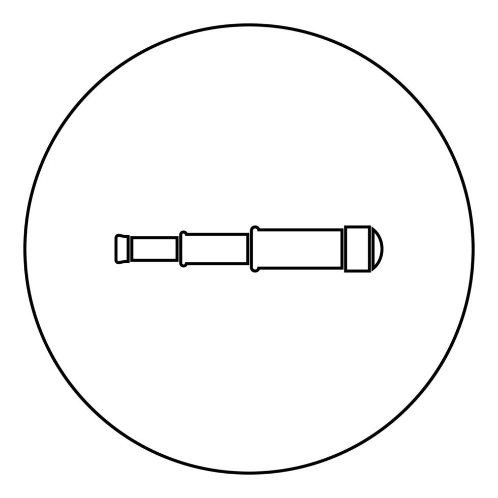 Spyglass Monocular Telescope lens icon in circle round outline black color vector illustration flat style image