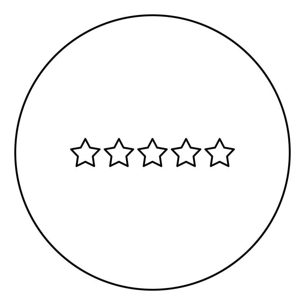 Five stars 5 stars rating concept icon in circle round outline black color vector illustration flat style image