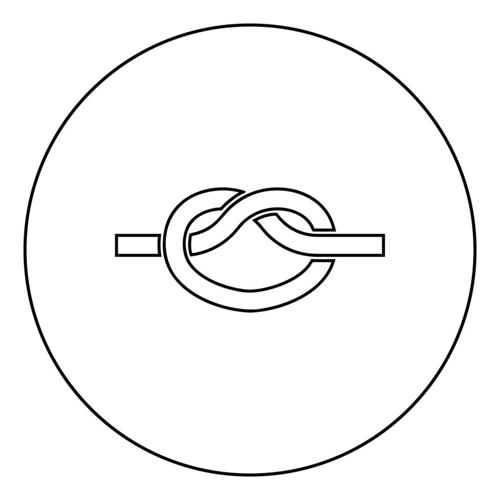 Knot Rope tied Node Join concept Noose icon in circle round outline black color vector illustration flat style image