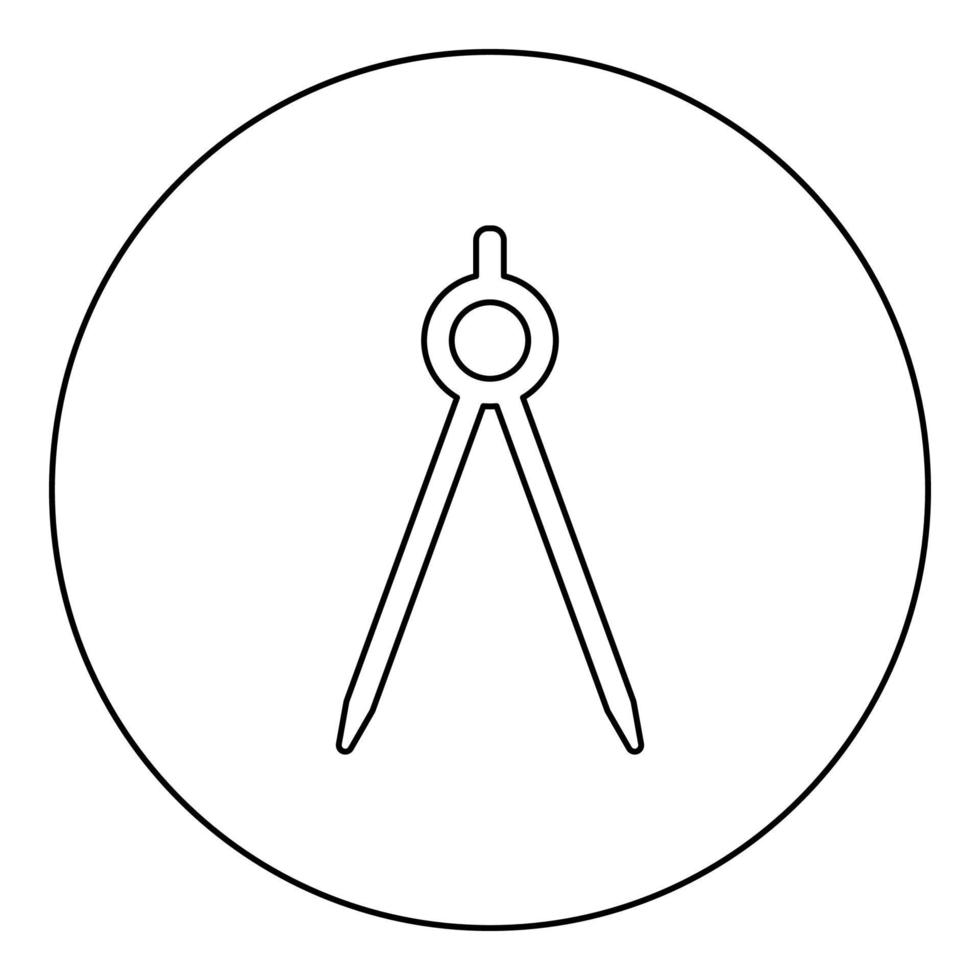 divisor circulus circinus icono en círculo redondo color negro ilustración vectorial imagen contorno línea de contorno estilo delgado vector