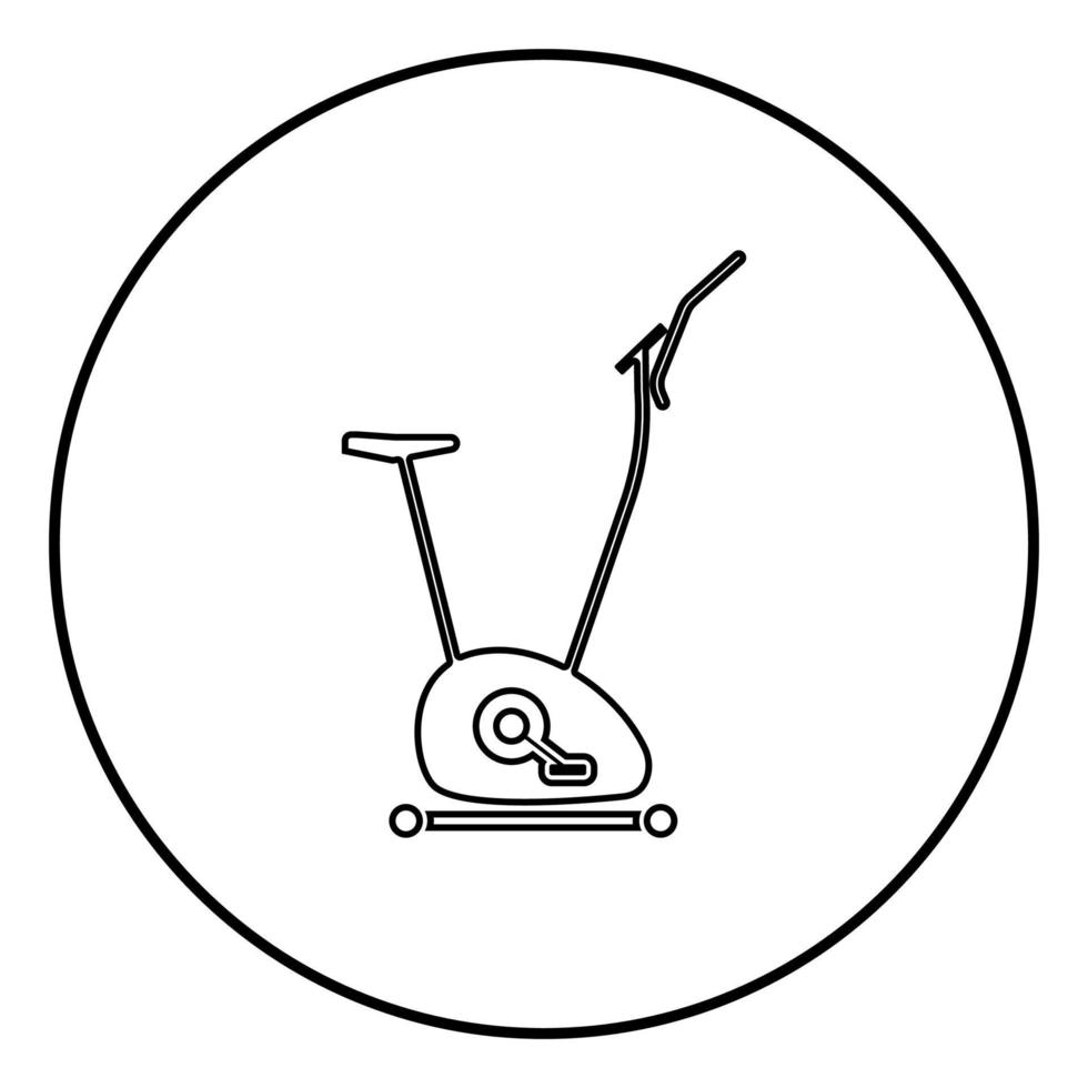 Exercise bicycle Stationary bike Exercycle icon black color illustration in circle round vector