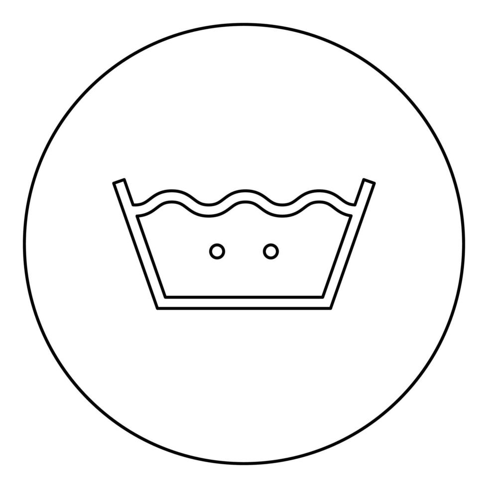 lavar en agua tibia símbolos de cuidado de la ropa concepto de lavado icono de signo de lavandería en círculo contorno redondo color negro vector ilustración imagen de estilo plano