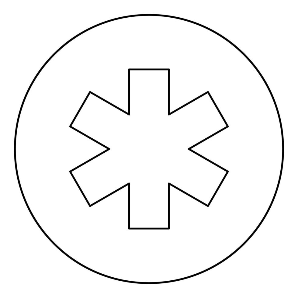 Medical symbol Emergency sign Star of life Service concept icon in circle round outline black color vector illustration flat style image