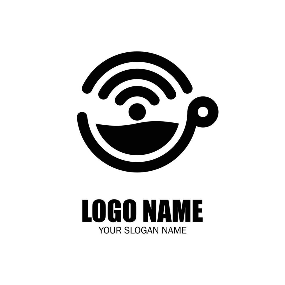plantilla de vector de diseño de logotipo de café wifi