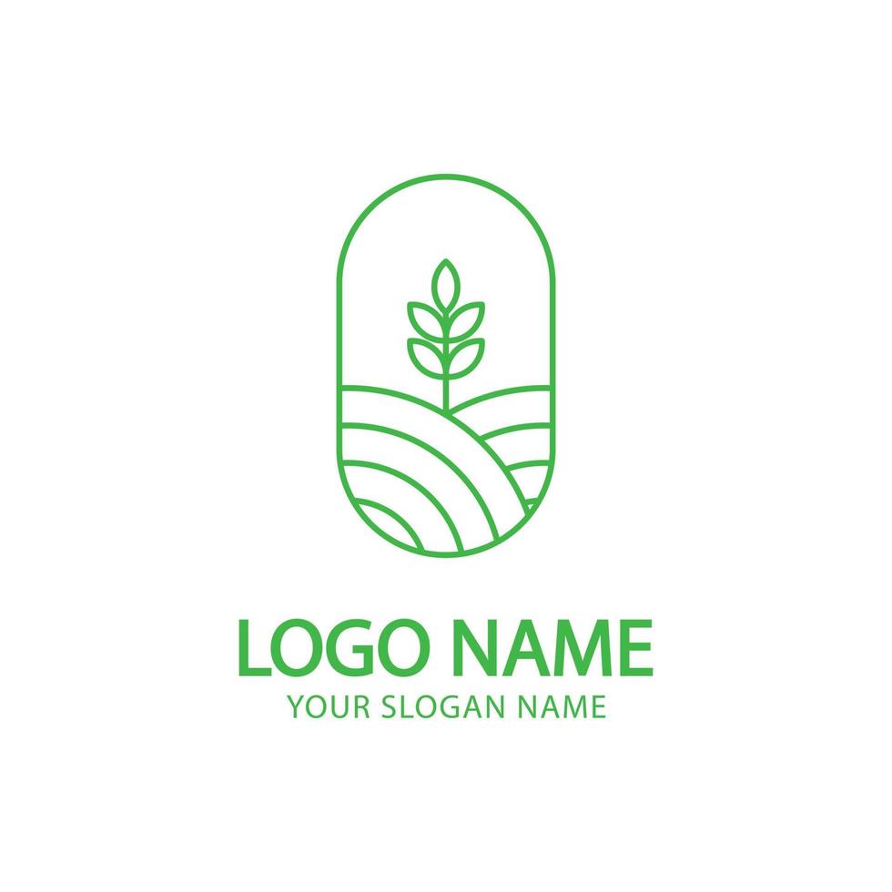 Nature vector logo in linear style. Simple landscape line icon business emblem, badge for travel, agriculture and ecology concept,