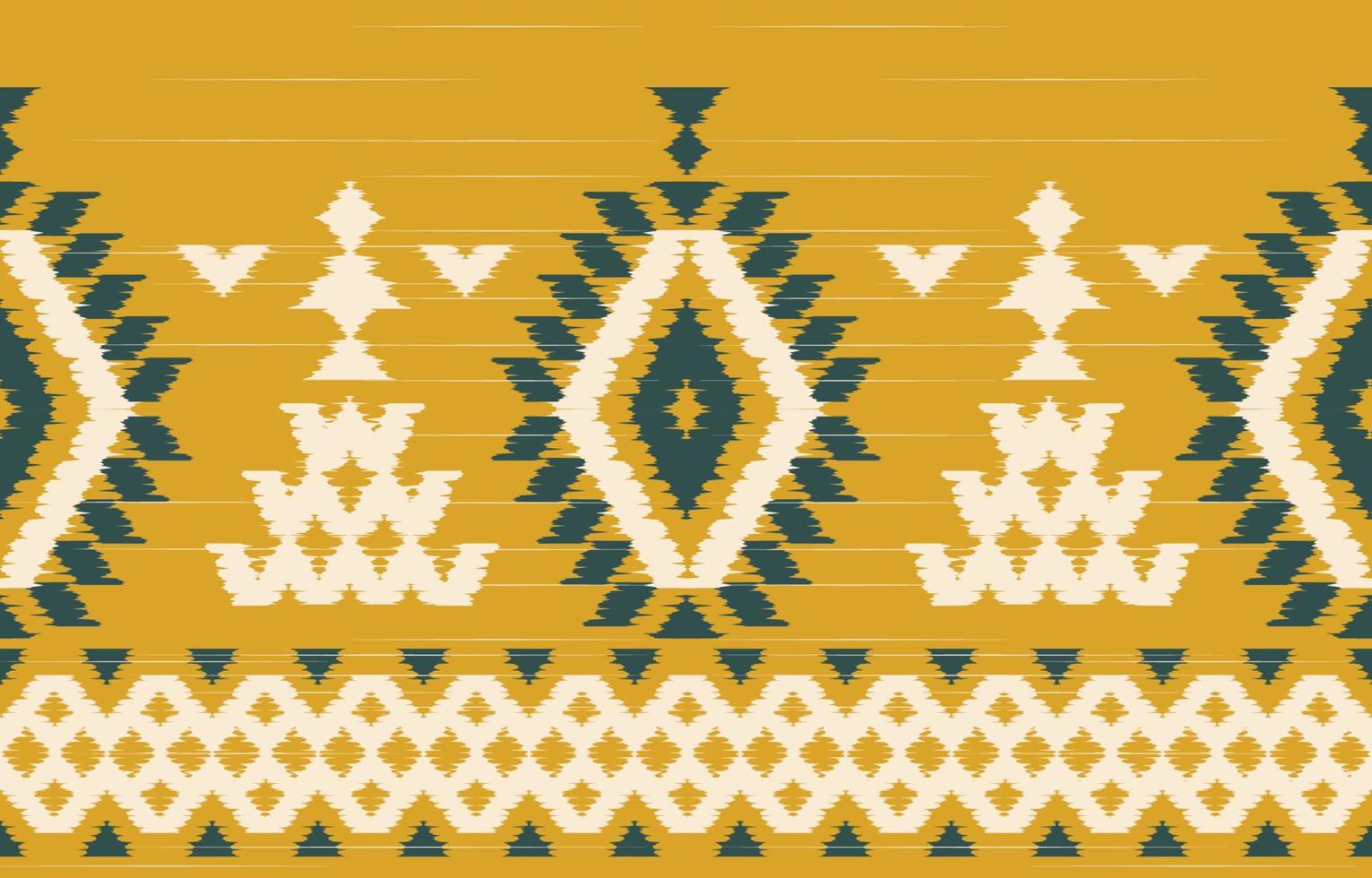 Beautiful Motif Ethnic ikat art. Seamless Kasuri yellow pattern in tribal, folk embroidery, Mexican, Indian style.Aztec geometric art ornament print.slubby textured design for carpet, fabric. vector