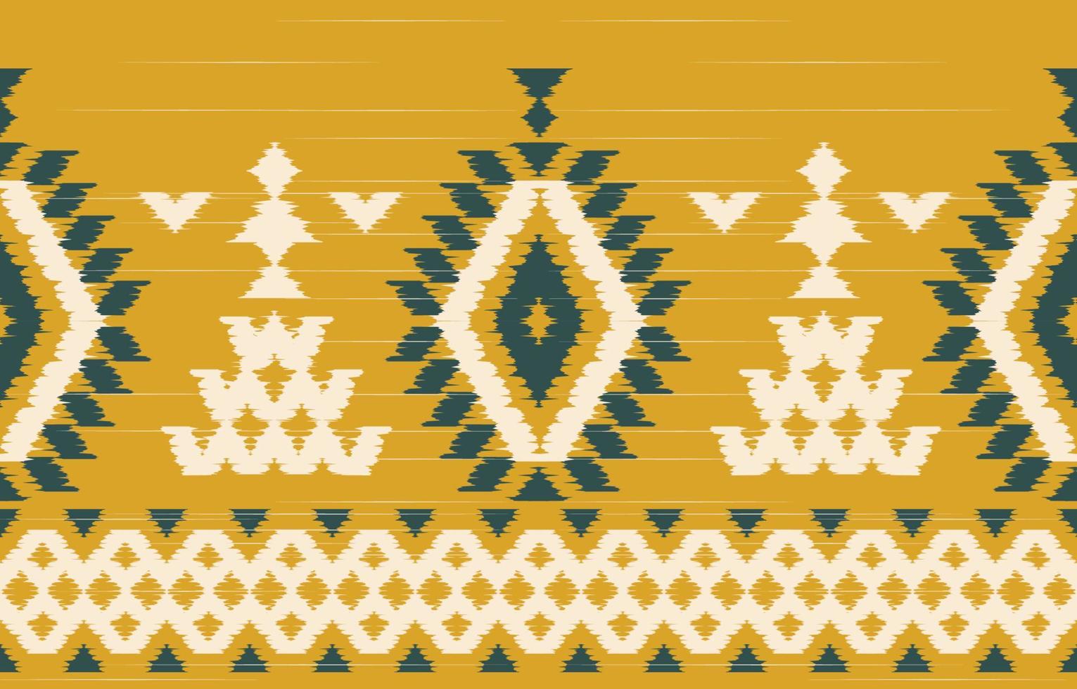 hermoso motivo de arte étnico ikat. patrón amarillo kasuri sin costuras en tribal, bordado popular, mexicano, estilo indio. estampado de ornamento de arte geométrico azteca. diseño texturizado slubby para alfombra, tela. vector