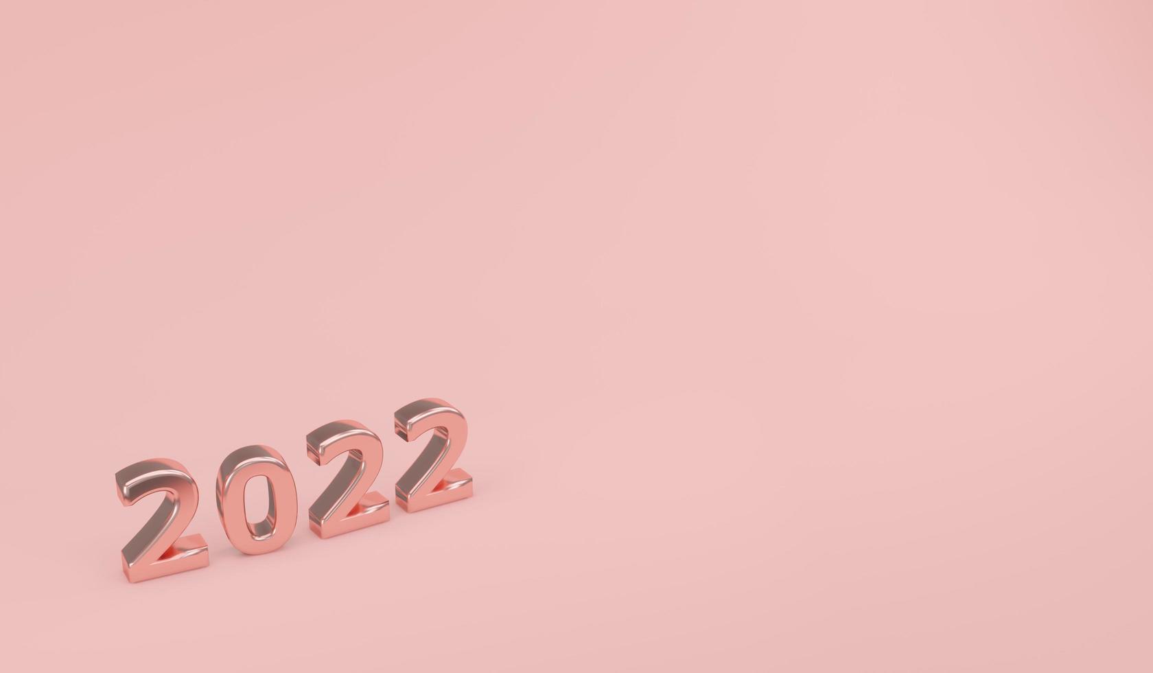 3D Rendering 2022 pink decoration Happy new year holiday background. 3D Render illustration. photo