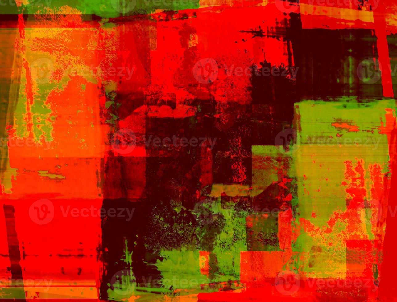 Abstract background in red, green and yellow, with a spectacular rhythm and dark accents. photo