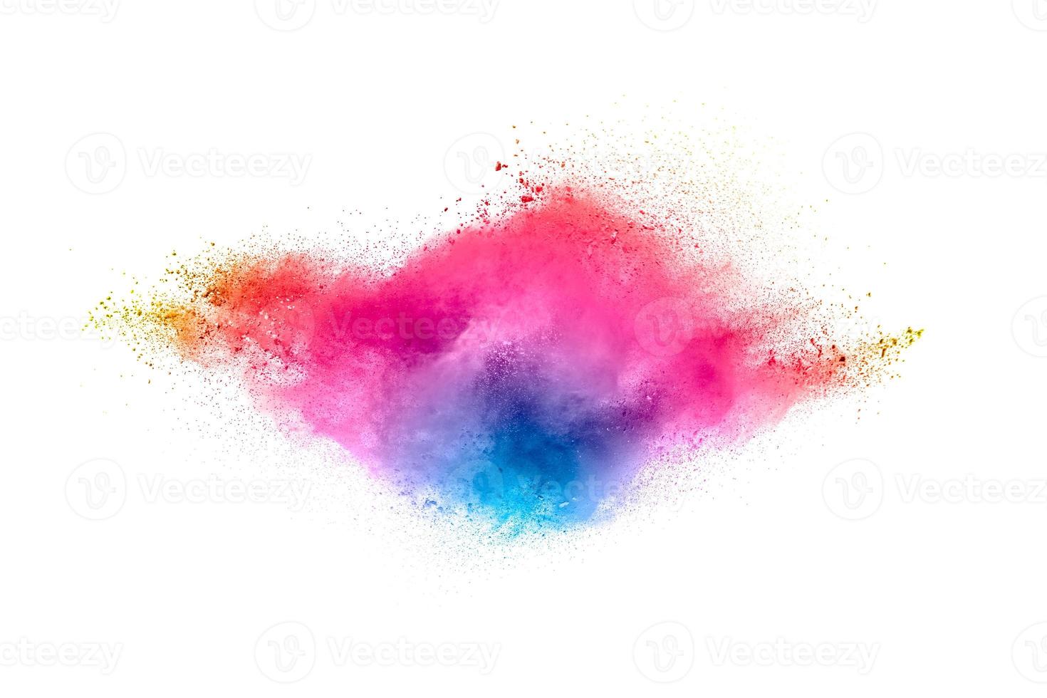 Abstract blurred motion of colorful dust particles on black background. photo