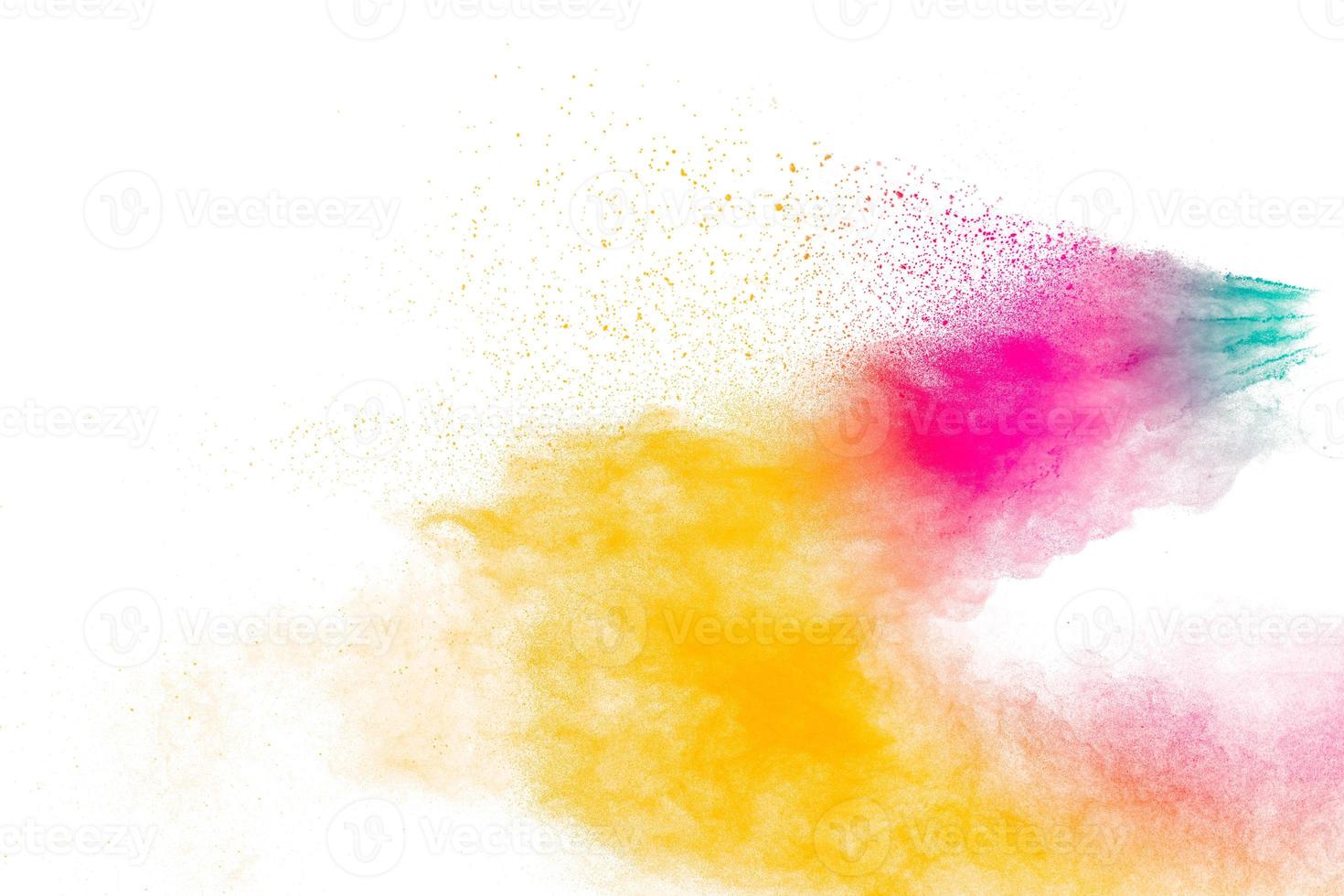 Set of variant color powder explosion on white background.Colorful dust explode. photo