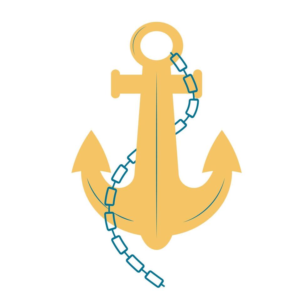 Vintage anchor with chain. vector