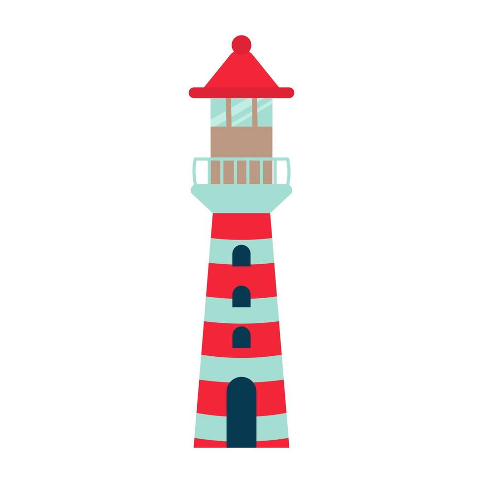 Lighthouse. Nautical icon in cartoon style. vector