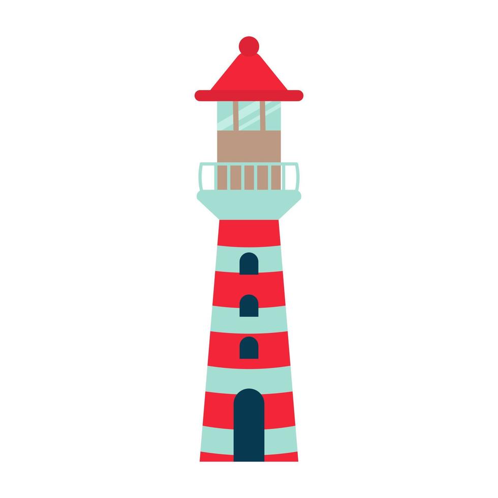 Lighthouse. Nautical icon in cartoon style. vector