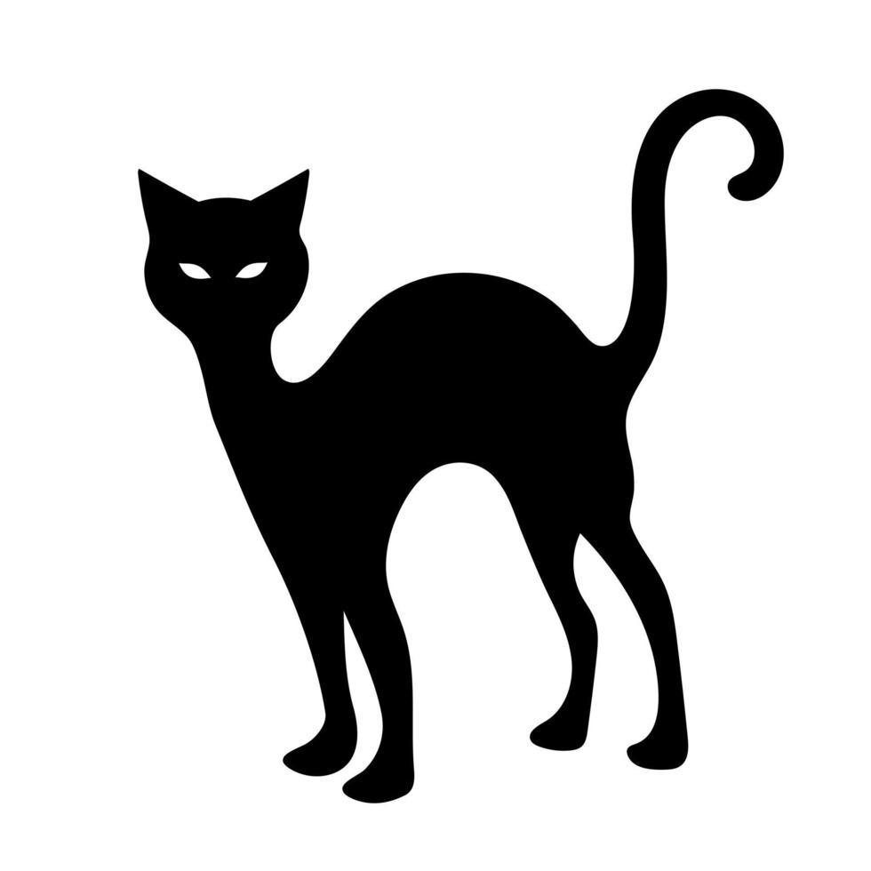 gato mágico negro. símbolo esotérico místico. mascota de la bruja. vector