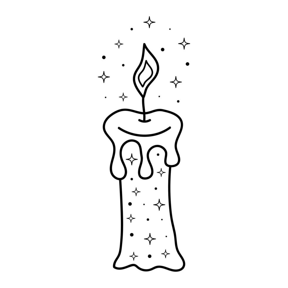 Magic candle with stars. Esoteric mystical symbol. vector