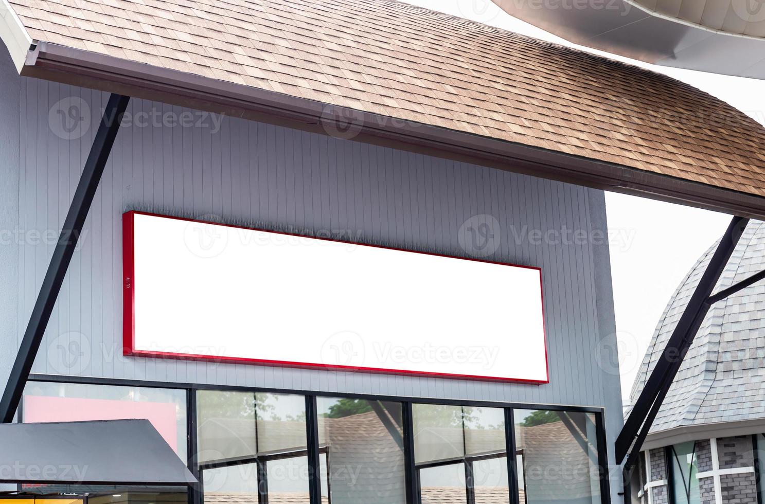 Mockup image of Blank billboard white screen posters and led outside shop for advertising photo